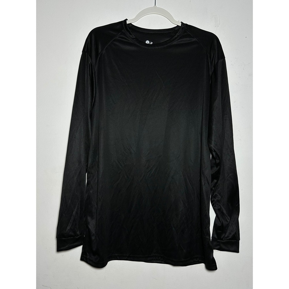 Badger Sport Mens Black Long Sleeve Athletic T Shirt Size L - Picture 2 of 7